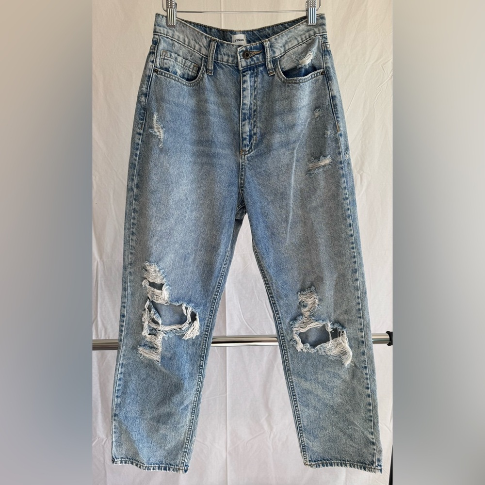 Totally Fly Light Wash High Rise Distressed Boyfriend Jeans